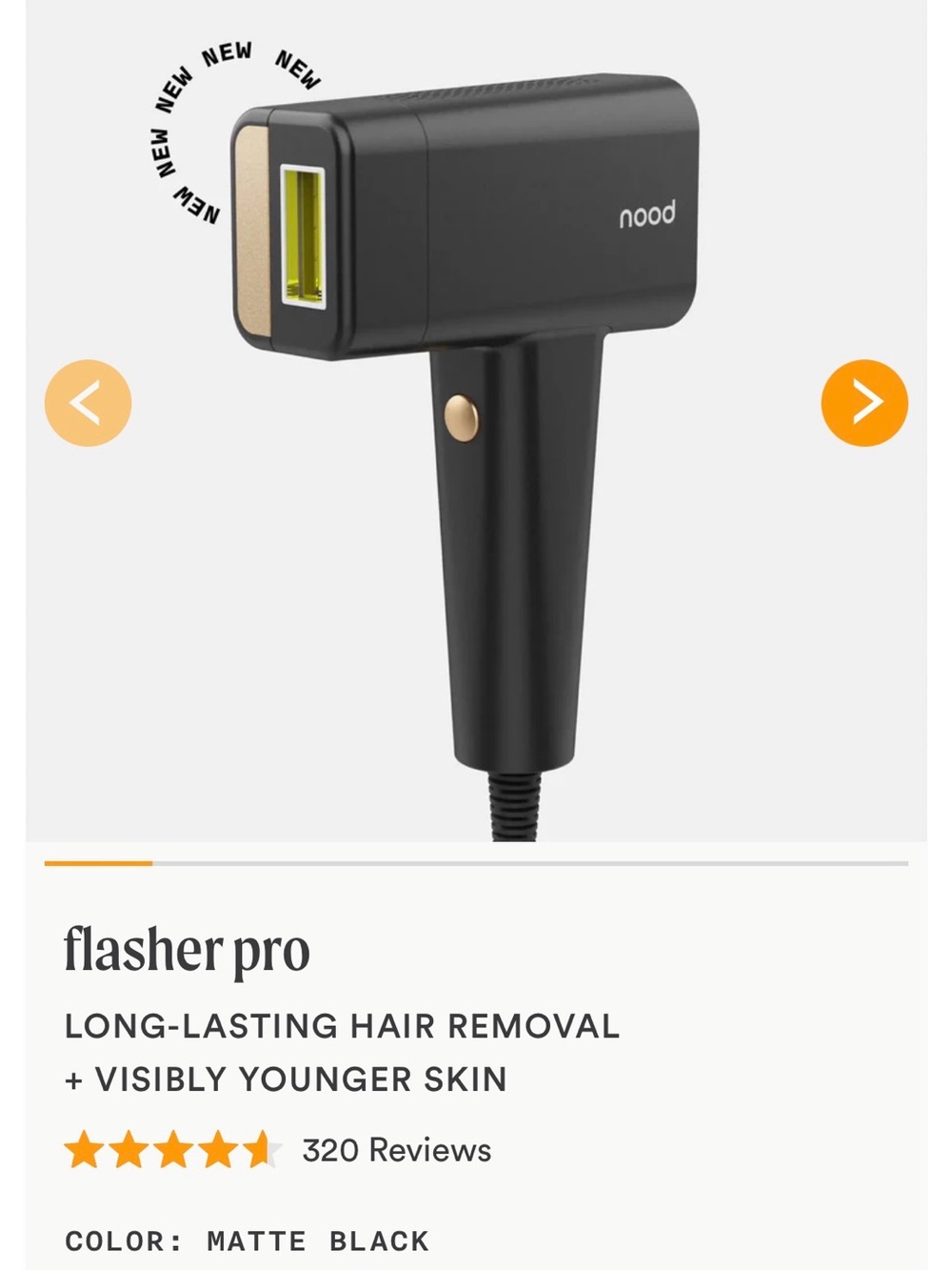 nood Flasher Pro Matte Black Long-Lasting Hair Removal Device